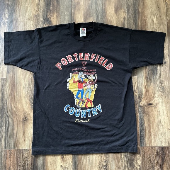 90s Vintage Single Stitch Porterfield Country Music Festival,Graphic Print,SZ XL - Picture 1 of 10